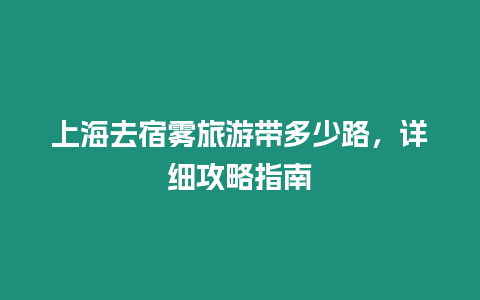 上海去宿霧旅游帶多少路，詳細攻略指南