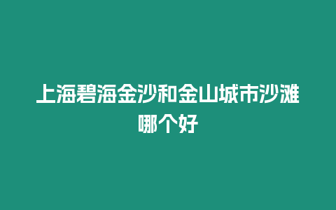 上海碧海金沙和金山城市沙灘哪個好