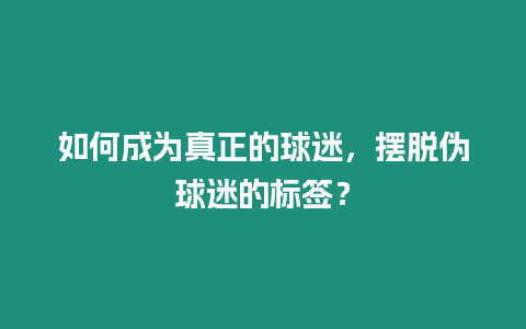 如何成為真正的球迷，擺脫偽球迷的標簽？