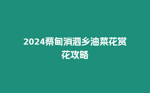 2024蔡甸消泗鄉油菜花賞花攻略