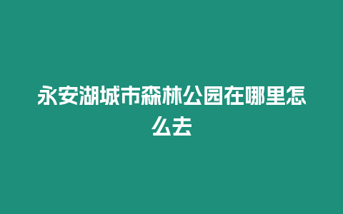 永安湖城市森林公園在哪里怎么去