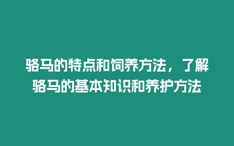 駱馬的特點和飼養方法，了解駱馬的基本知識和養護方法