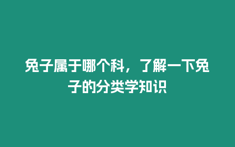 兔子屬于哪個科，了解一下兔子的分類學知識