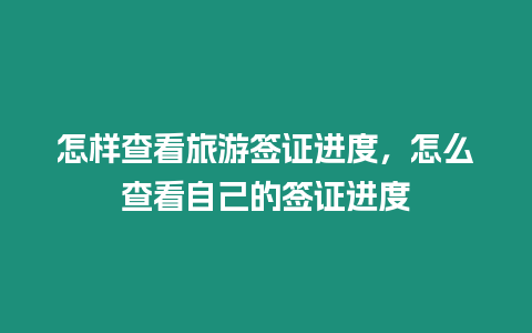 怎樣查看旅游簽證進(jìn)度，怎么查看自己的簽證進(jìn)度