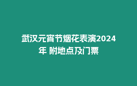 武漢元宵節煙花表演2024年 附地點及門票