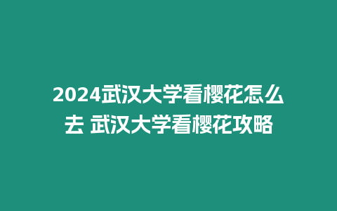 2024武漢大學看櫻花怎么去 武漢大學看櫻花攻略