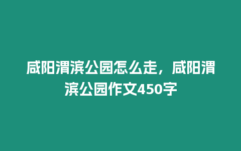 咸陽(yáng)渭濱公園怎么走，咸陽(yáng)渭濱公園作文450字