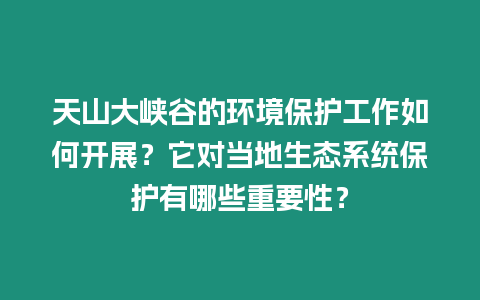天山大峽谷的環境保護工作如何開展？它對當地生態系統保護有哪些重要性？
