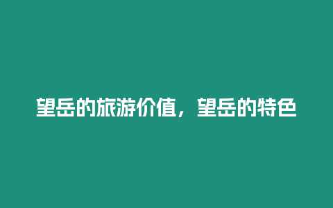 望岳的旅游價值，望岳的特色