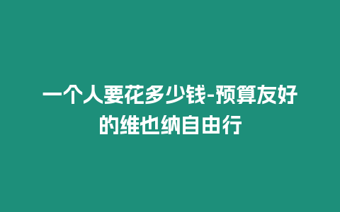 一個人要花多少錢-預算友好的維也納自由行