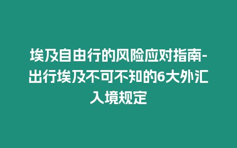 埃及自由行的風(fēng)險(xiǎn)應(yīng)對指南-出行埃及不可不知的6大外匯入境規(guī)定