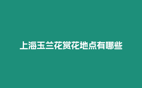 上海玉蘭花賞花地點有哪些