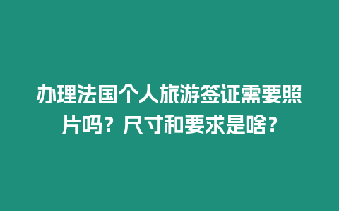辦理法國個人旅游簽證需要照片嗎？尺寸和要求是啥？
