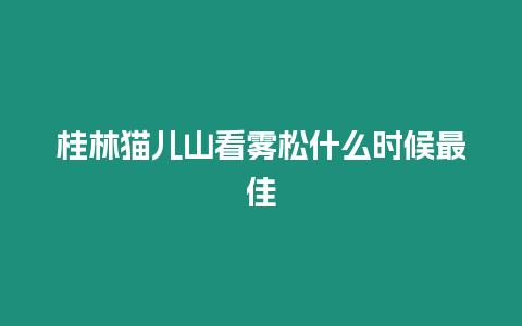 桂林貓兒山看霧松什么時候最佳