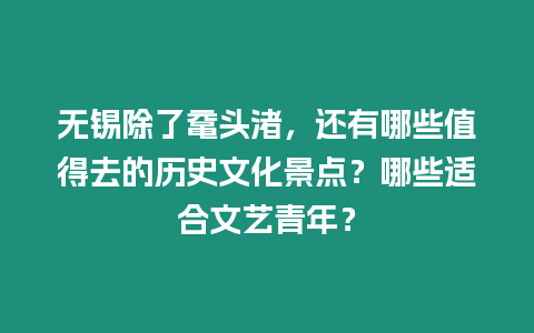 無錫除了黿頭渚，還有哪些值得去的歷史文化景點？哪些適合文藝青年？