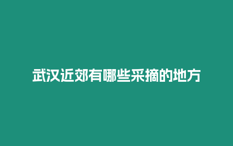 武漢近郊有哪些采摘的地方