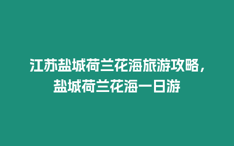 江蘇鹽城荷蘭花海旅游攻略，鹽城荷蘭花海一日游