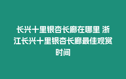 長興十里銀杏長廊在哪里 浙江長興十里銀杏長廊最佳觀賞時間