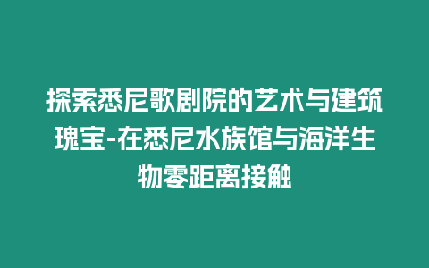 探索悉尼歌劇院的藝術(shù)與建筑瑰寶-在悉尼水族館與海洋生物零距離接觸