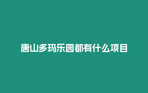唐山多瑪樂園都有什么項目