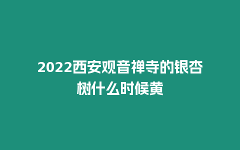 2022西安觀音禪寺的銀杏樹什么時候黃