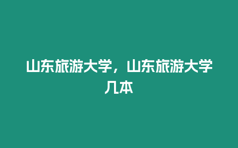 山東旅游大學，山東旅游大學幾本
