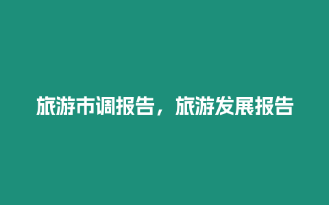 旅游市調報告，旅游發展報告