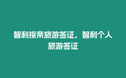 智利探親旅游簽證，智利個人旅游簽證