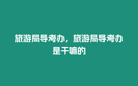 旅游局導考辦，旅游局導考辦是干嘛的