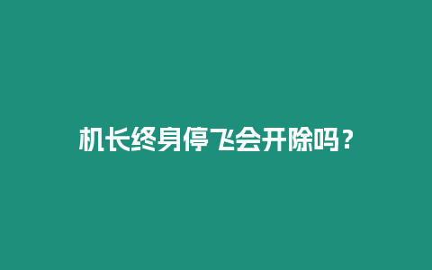 機長終身停飛會開除嗎？