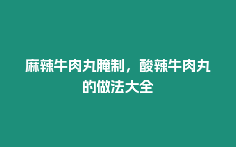麻辣牛肉丸腌制,酸辣牛肉丸的做法大全插圖 麻辣牛肉丸腌制,酸辣牛肉丸的做法大全