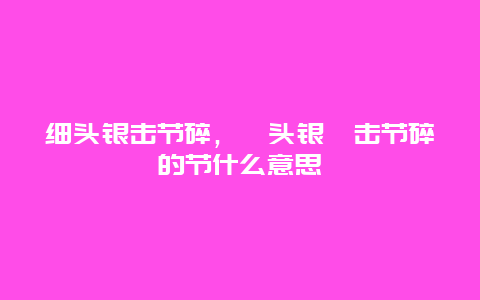 細(xì)頭銀擊節(jié)碎,鈿頭銀篦擊節(jié)碎的節(jié)什么意思插圖 23ebb6490fb740a33f32ae89639d5d33.jpg