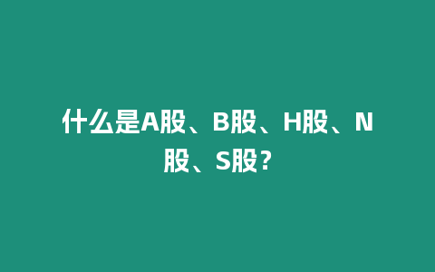 什么是A股、B股、H股、N股、S股？