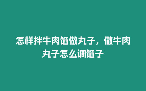 怎樣拌牛肉餡做丸子，做牛肉丸子怎么調(diào)餡子