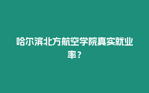哈爾濱北方航空學院真實就業率？