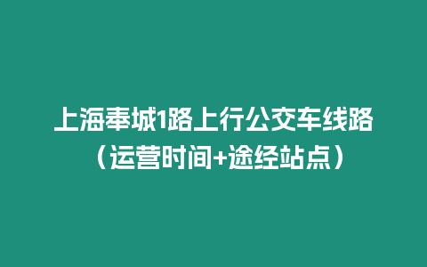 上海奉城1路上行公交車線路（運營時間+途經站點）