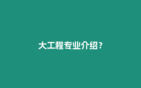大工程專業(yè)介紹？