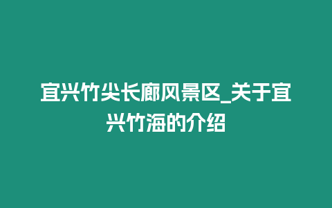 宜興竹尖長廊風景區_關于宜興竹海的介紹