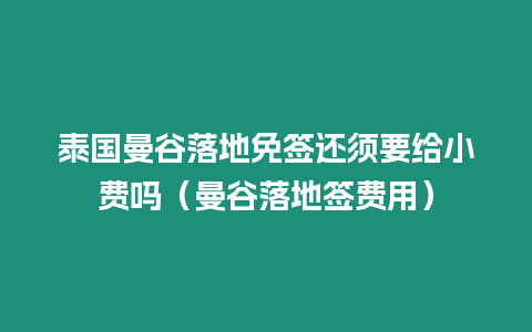 泰國曼谷落地免簽還須要給小費嗎（曼谷落地簽費用）