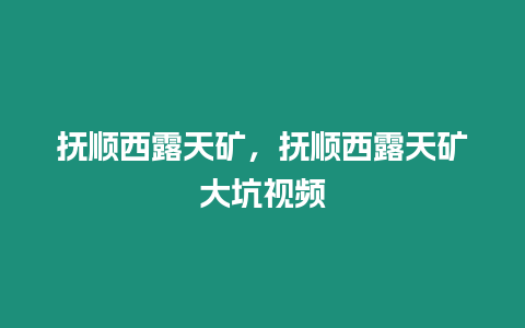 撫順西露天礦，撫順西露天礦大坑視頻