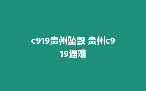 c919貴州墜毀 貴州c919遇難