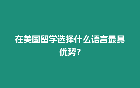 在美國留學(xué)選擇什么語言最具優(yōu)勢？