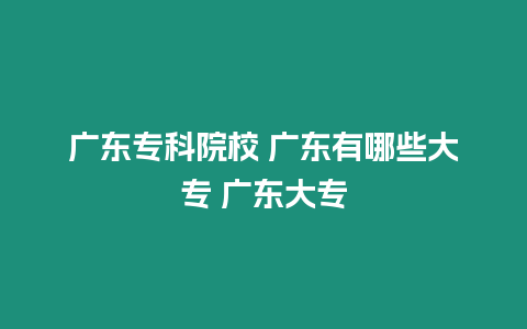 廣東?？圃盒?廣東有哪些大專 廣東大專