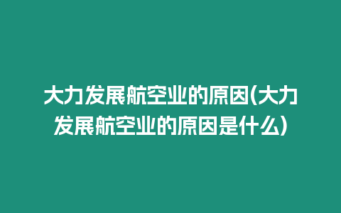 大力發展航空業的原因(大力發展航空業的原因是什么)