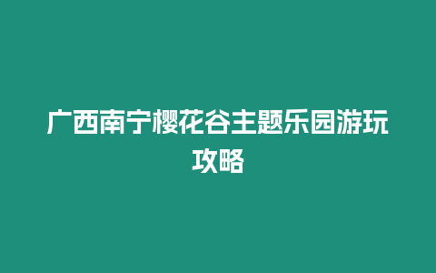 廣西南寧櫻花谷主題樂園游玩攻略
