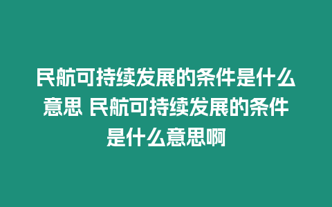 民航可持續(xù)發(fā)展的條件是什么意思 民航可持續(xù)發(fā)展的條件是什么意思啊