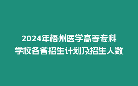 2024年梧州醫學高等?？茖W校各省招生計劃及招生人數