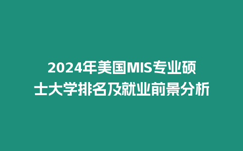 2024年美國MIS專業碩士大學排名及就業前景分析