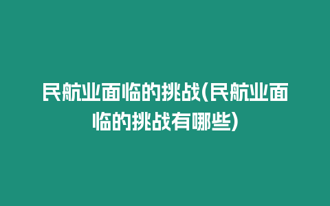 民航業面臨的挑戰(民航業面臨的挑戰有哪些)
