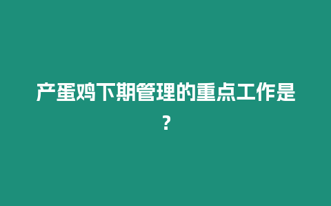 產蛋雞下期管理的重點工作是？